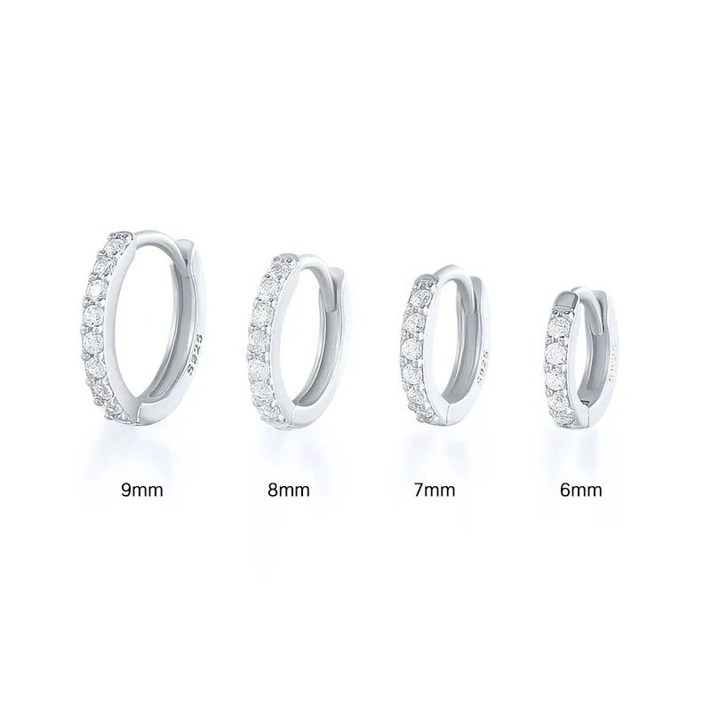 Silver 925 1 pair Women Small Hoops Earring Piercing Ear Cartilage Tragus Simple Thin Circle Anti-allergic Ear Buckle