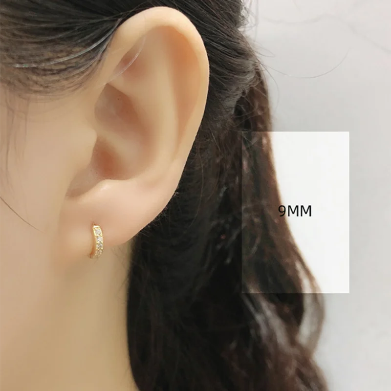 Real 925 Sterling Silver Gothic Simple White Zircon Hoop Earrings for Women Men Charms Unique Party Couple Jewelry 2021