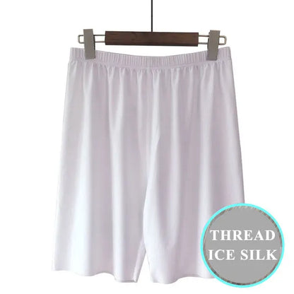 Plus Size Ice Silk Cool Summer Men Sleepwear Shorts Sexy Underwear Nightwear Comfortable Loose Sports Man Sleep Bottoms Homewear