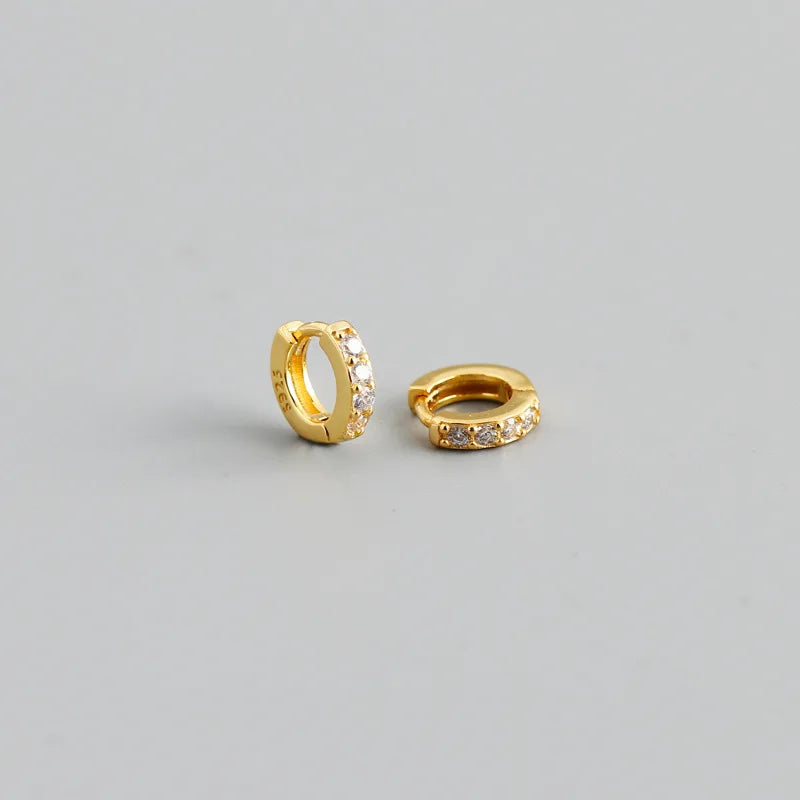 Real 925 Sterling Silver Gothic Simple White Zircon Hoop Earrings for Women Men Charms Unique Party Couple Jewelry 2021