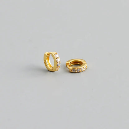Real 925 Sterling Silver Gothic Simple White Zircon Hoop Earrings for Women Men Charms Unique Party Couple Jewelry 2021