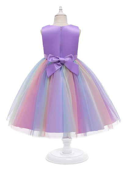 3-12T Sequins Girls  Perform Prom Dress Rainbow Little Princess Piano Banquet Formal Gala Clothes Wedding Sequins Evening Dress