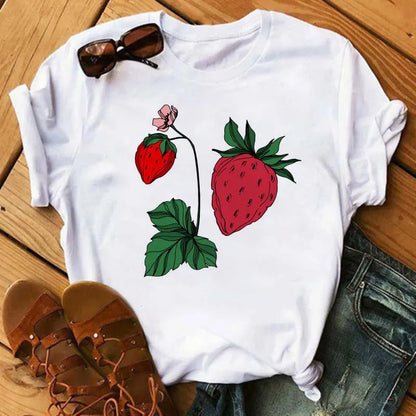 Funny Fruits T Shirt Women Fashion Kawaii Banana Print White T-shirt Harajuku TShirt Short Sleeves Tops Tee Shirt Femme T Shirts
