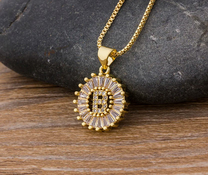 2 Colors Initial Letter Pendant 26 Letters Charm Name Necklace Top Quality Copper Zircon Jewelry Birthday Gift