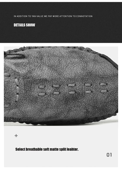 Handmade Leather Men Shoes Casual Slip On Loafers Breathable Leather Shoes Men FlatsTooling Shoes Plus Size