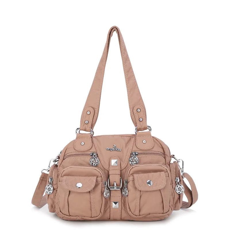 Women Small Handbags Satchel Top-handle Handbag PU Shoulder Bag 8”x11” Dumpling Pack Multi-pockets Shoulder Bag