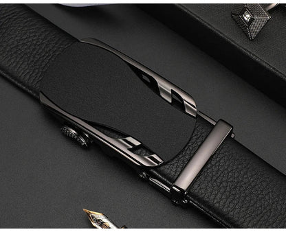 Men's Genuine Leather Automatic Buckle Belt Custom Engraved Name/Logo Ideal Waist Belt for Father's Day Personalized Gift