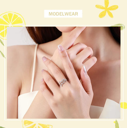 Fashion 925 Sterling Silver Clear Zircon Romantic LOVE Finger Ring For Women Wedding Statement Fine Silver Jewelry