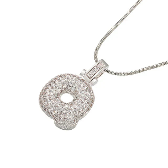 1.25x500mm Fat and lovely crystal brass silver color  letter necklace for women friends birthday gift model: VL34