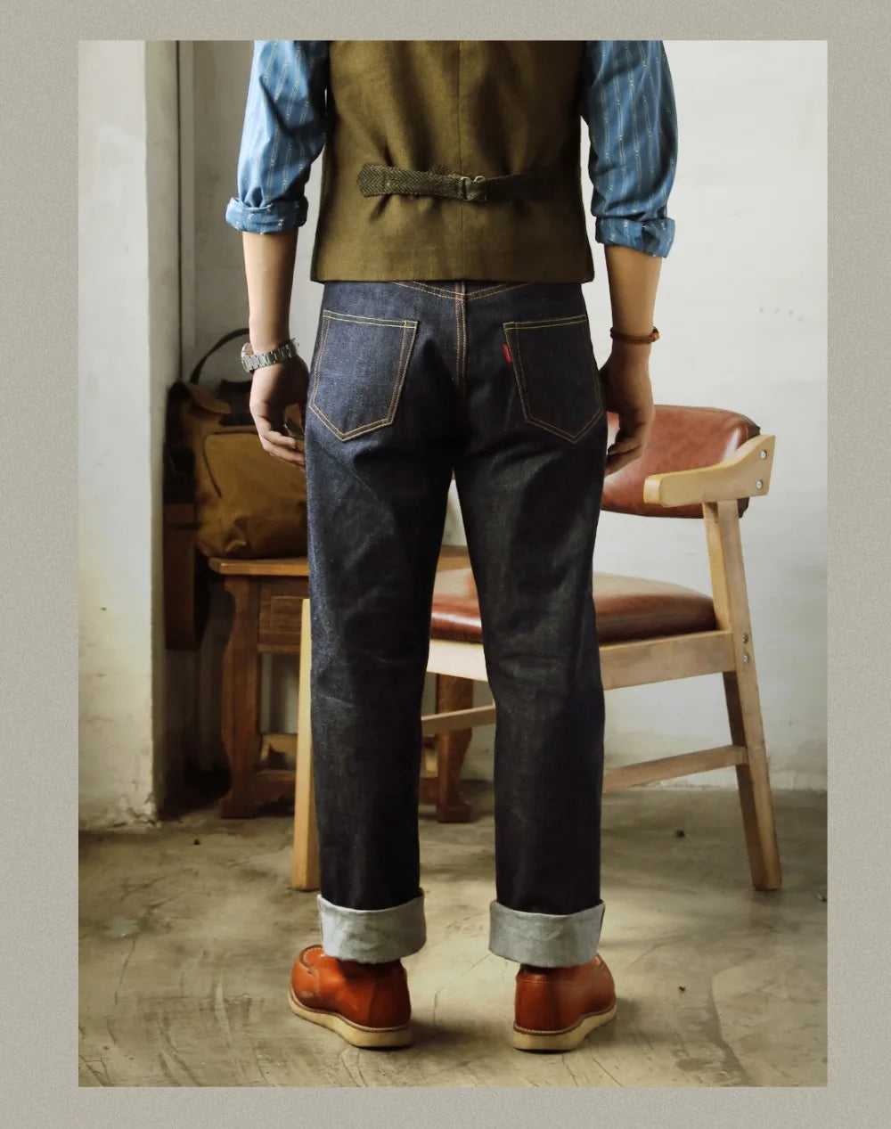 Red Tornado 55501 Men's Jeans 14oz Raw Red Line Selvedge Denim Pants
