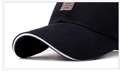 Men Structured Baseball Cap Solid Cotton Snapback Spring Autumn Women Label Stick