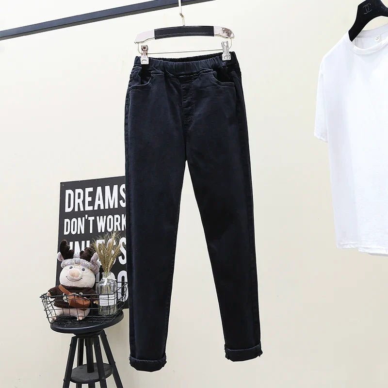 High Waist Elastic Band Slim Pencil Pants