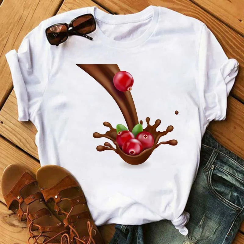 Funny Fruits T Shirt Women Fashion Kawaii Banana Print White T-shirt Harajuku TShirt Short Sleeves Tops Tee Shirt Femme T Shirts