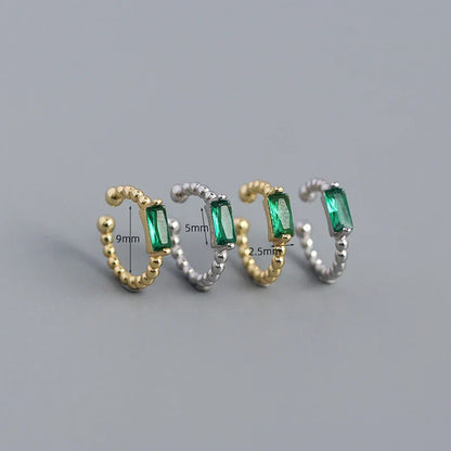 925 Sterling Silver Colorful Square Shiny Zircon Beads Piercing Stud Earrings for Women Fashion Gothic Exquisite Jewelry