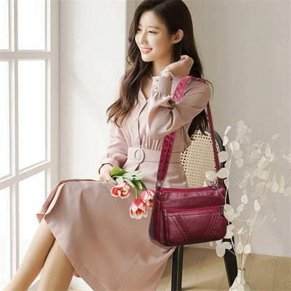 Fashion All-match Solid Color Messenger Bag High Capacity Womens Shoulder Bags 2021 New High Quality Pu Leather Women Handbag