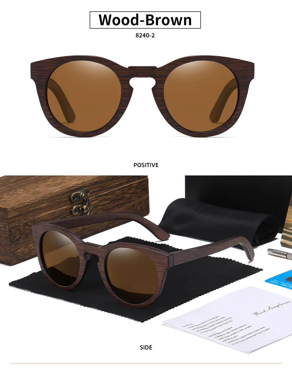 Desgin Spring New Style 100% Bamboo Polarized Sunglasses Men Women Fashion Glasses UV400 paper Box 8240