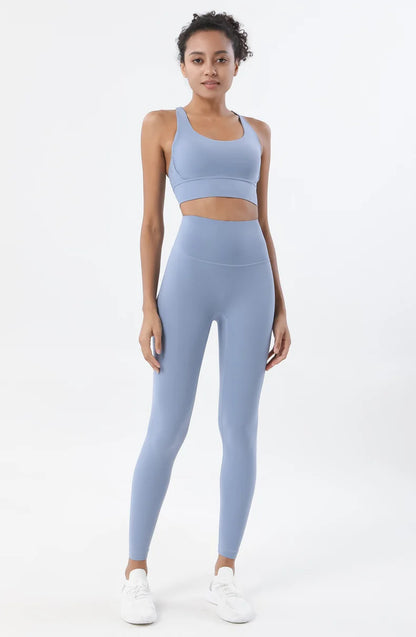 SOISOU Nylon Yoga Set Women's Tracksuit Gym Fitness Set Woman 2 Pieces Leggings Sports Bra Breathable Sportwear Woman Clothes