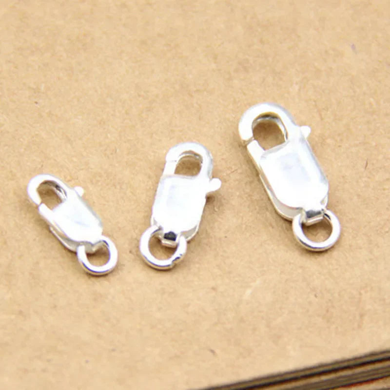 2pcs Genuine Real Solid 925 Sterling Silver Spring Lobster Clasps Hooks Claw Jewelry Making Findings Close Sealed Ring Buckle