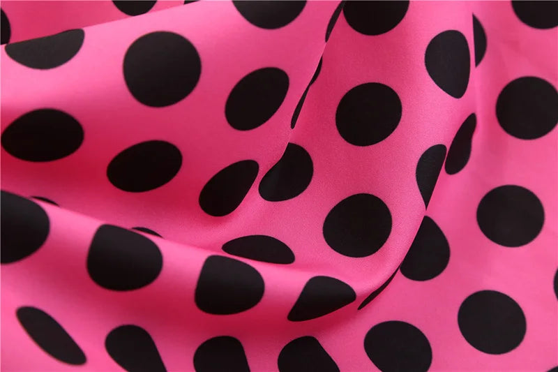 Women Vintage Long Sleeve Polka Dot Dress Spring Autumn New Year Party Dresses 3XL Black Vestidos
