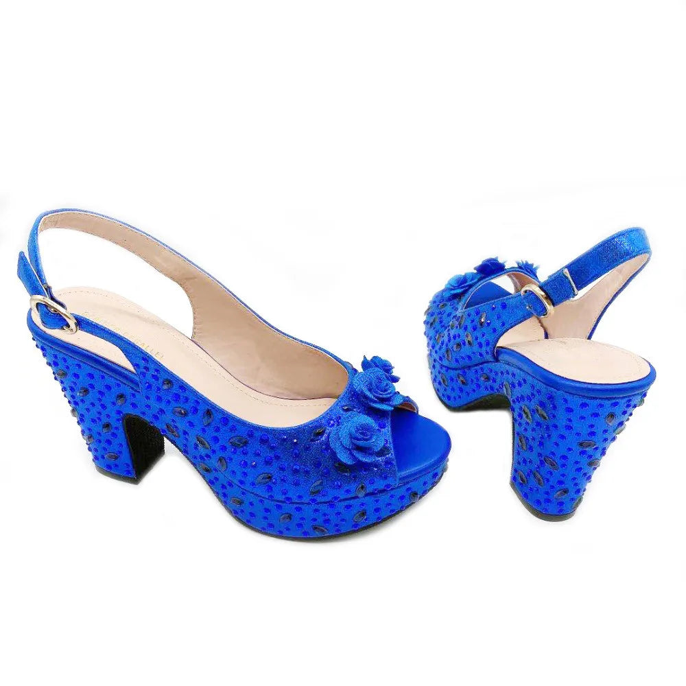 Italian Women Shoes and Bag Set Decorated with Rhinestone In Party African Italian Shoes and Bag Set Party Shoes Bag