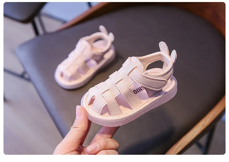 Summer Children Light-up Toddler Shoes New Bunny Soft-soled Roman Shoes Baby's Footwear Sandals Kids Shoes Girl with LED G12191
