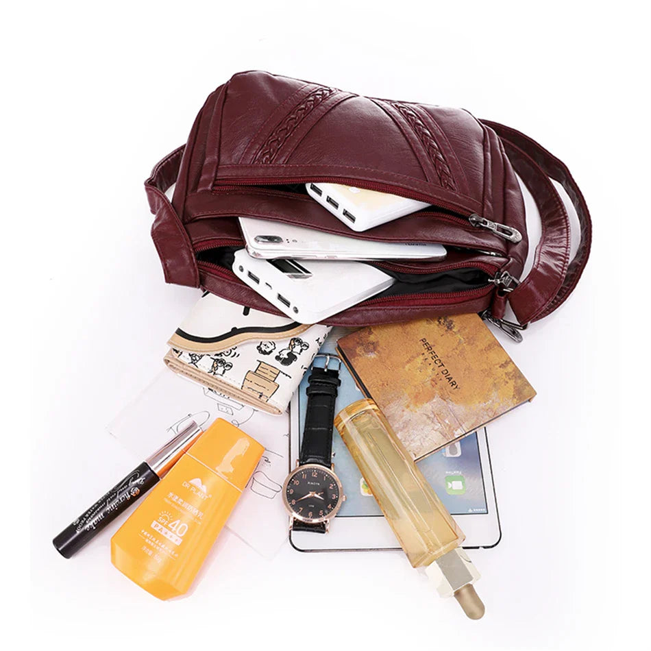 Fashion All-match Solid Color Messenger Bag High Capacity Womens Shoulder Bags 2021 New High Quality Pu Leather Women Handbag