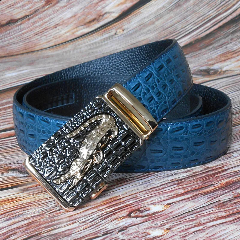 Designer Men High Quality Genuine Leather Belts Silver Gold Buckle Cowhide Ceinture Men Crocodile Belt Luxury Cinturones Hombre
