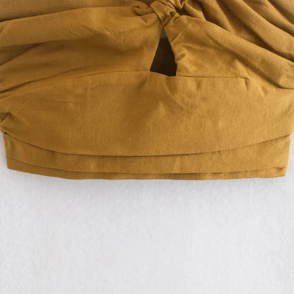 Women Sexy Fashion Pleated Asymmetry Linen Crop Tank Tops Vintage One Shoulder Side Zipper Female Camis Mujer