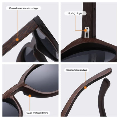 Desgin Spring New Style 100% Bamboo Polarized Sunglasses Men Women Fashion Glasses UV400 paper Box 8240