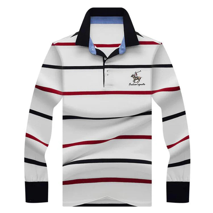 Autumn winter new polo shirt High quality brand cotton men's polo shirt Long sleeve casual striped shirt polo men clothing
