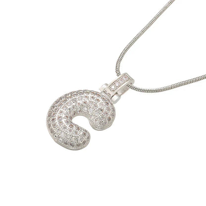 1.25x500mm Fat and lovely crystal brass silver color  letter necklace for women friends birthday gift model: VL34