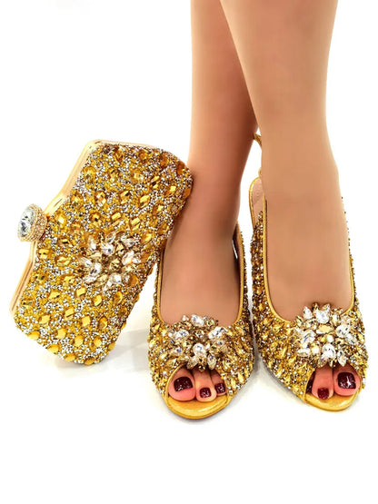 Silver Color Nigerian Women's Shoes and Bags Party  African Fashion Shoes and Bags Wedding Shoes and Bags