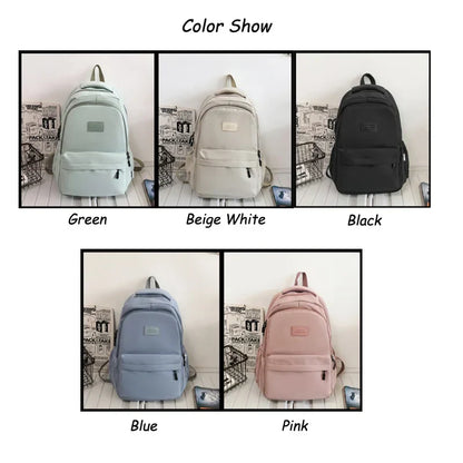 Women's Backpack Solid Color Female Multi-pocket Casual Man Travel Bag High Quality Schoolbag for Teenage Girl Book Knapsack