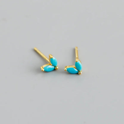925 Sterling Silver Fashion Korean Chic Blue Horse Eye Zircon Stud Earrings for Women Teen Simple Color Piercing Jewelry