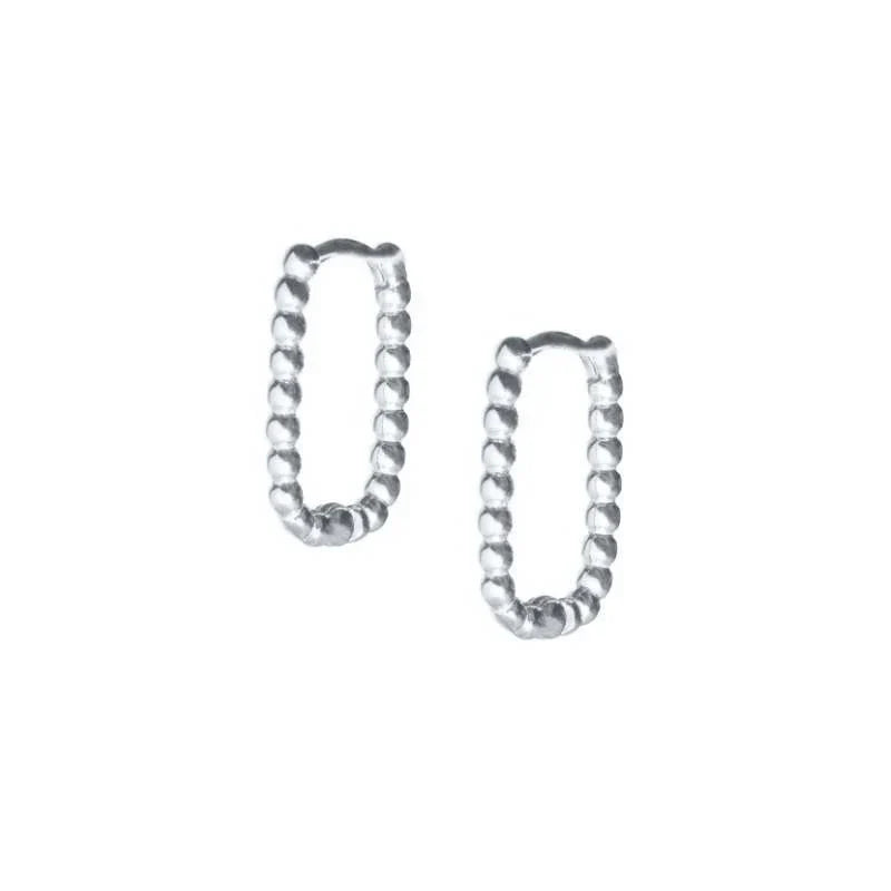 925 Sterling Silver Square Piercing Huggie Hoop Earrings for Women Simple Cubic Zirconia Earings Fine Jewelry Pendientes