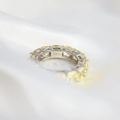 100% 925 Sterling Silver Sparkling 1 Row Full 5*5mm High Carbon Diamond Finger Rings For Women Wedding Party Fine Jewelry