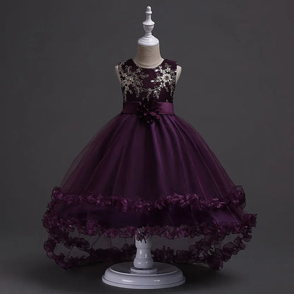 Baby Girls Princess Lace Flower Wedding Christmas Party Tutu Dress Children Kids Elegant Vestidos for 4-15Years Teenager Wear