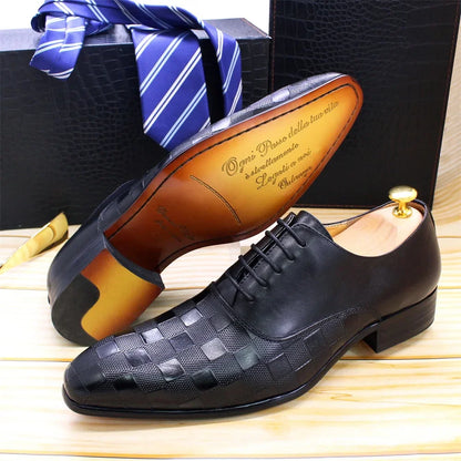 Size 7-12 Classic Italy Mens Oxford Real Leather Shoes White Lace Up Pointed Toe Wedding Party Dress Formal Shoes for Men