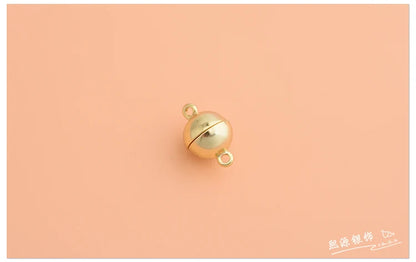S925 sterling silver ball magnet clasp DIY bracelet double ring magnetic clasp