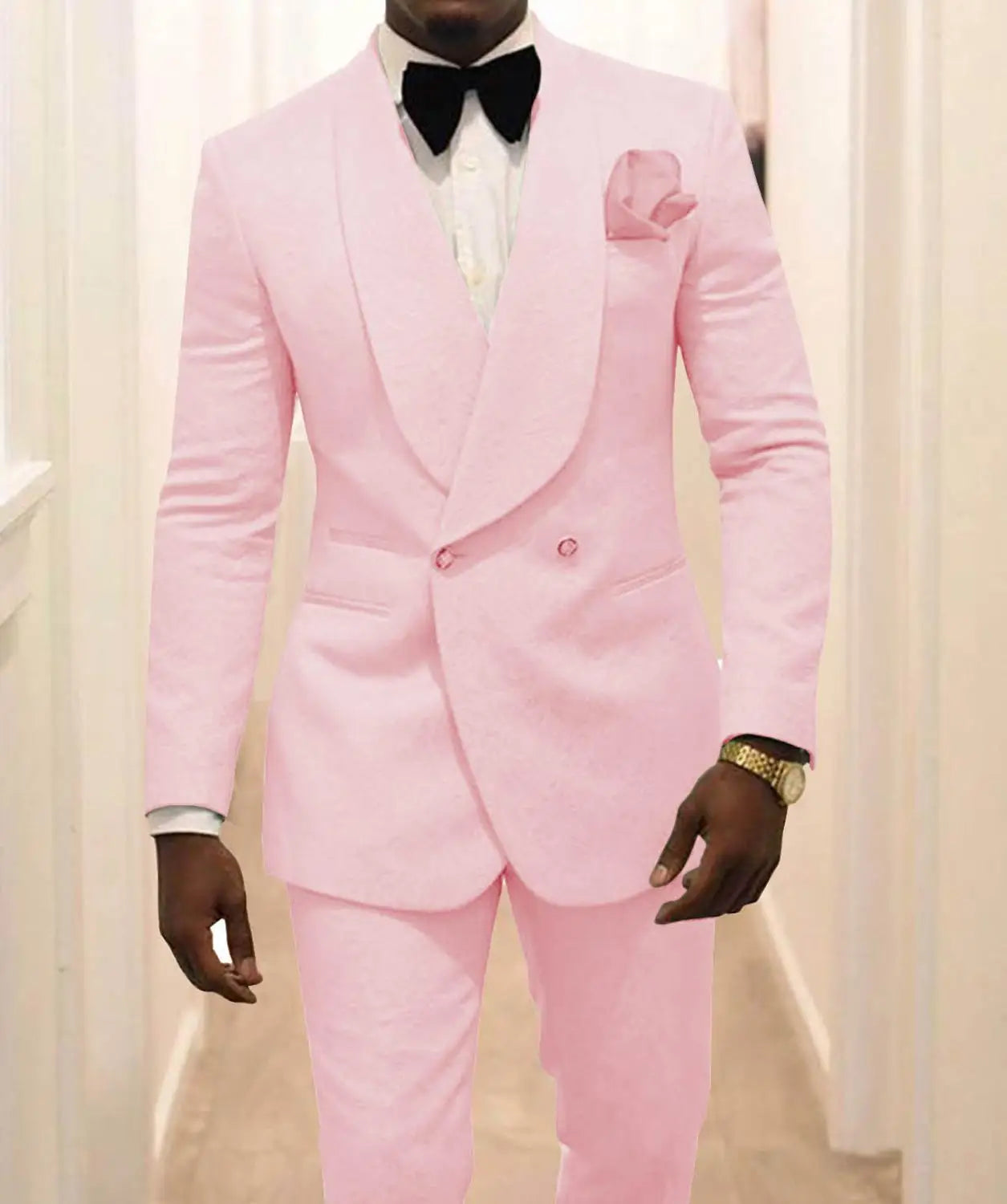 Custom Made Groomsmen White Pattern Groom Tuxedos Shawl Lapel Men Suits 2 Pieces Wedding Best Man ( Jacket+Pants+Tie ) C922