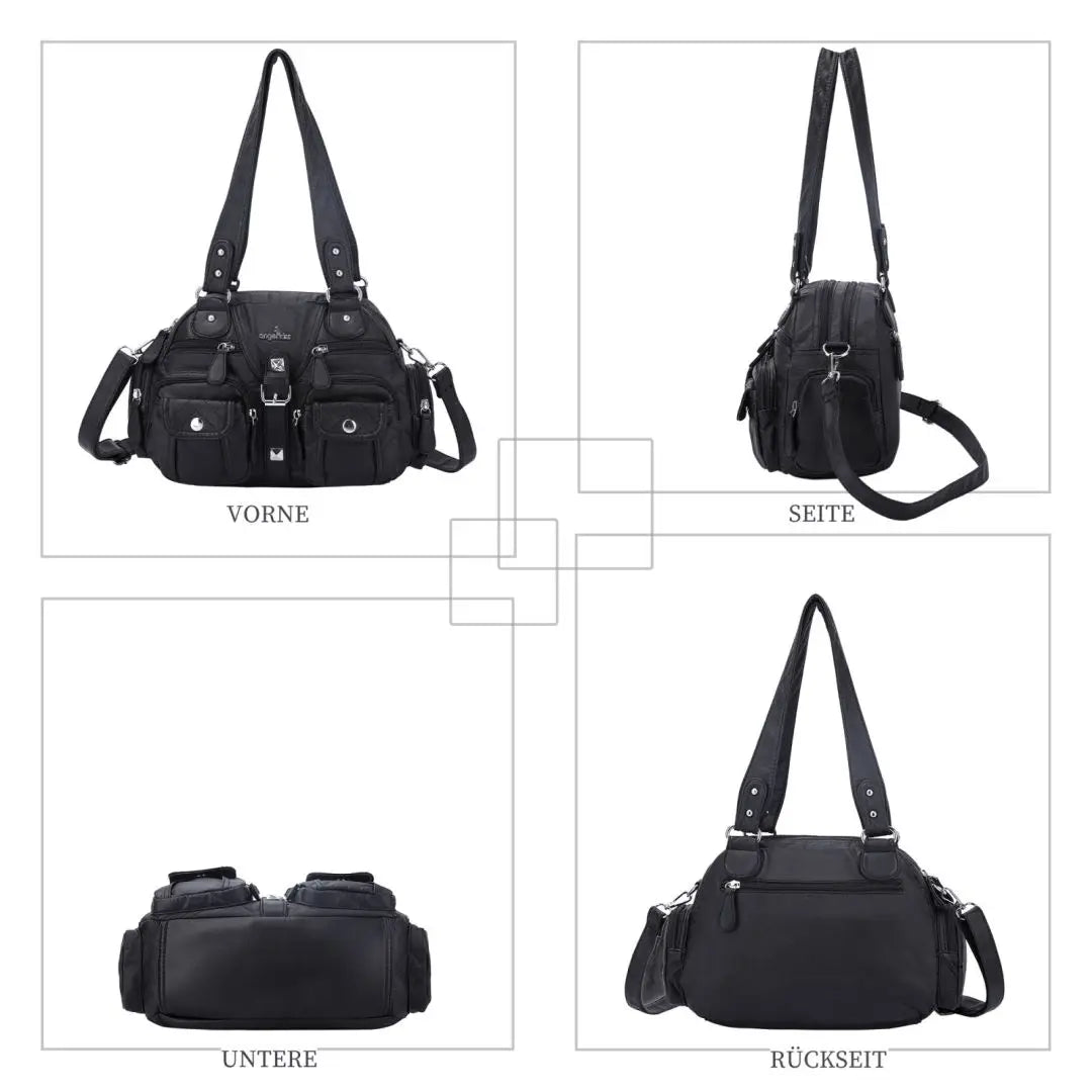 Women Small Handbags Satchel Top-handle Handbag PU Shoulder Bag 8”x11” Dumpling Pack Multi-pockets Shoulder Bag