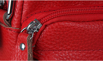 Genuine Cow Leather Casual Women Handbags Korean Single Zipper Solid Messenger Bags Soft Phone Pocket Crossbody Female Box Bag