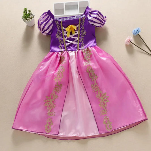 Children Princess Fancy Costume Girls New Rapunzel Anna Dress Kids Christmas Cosplay Belle Aurora Sofia Birthday Party Clothes