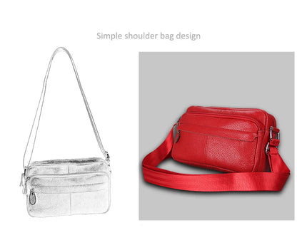 Genuine Cow Leather Casual Women Handbags Korean Single Zipper Solid Messenger Bags Soft Phone Pocket Crossbody Female Box Bag