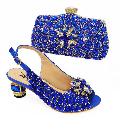 Silver Color Nigerian Women's Shoes and Bags Party  African Fashion Shoes and Bags Wedding Shoes and Bags