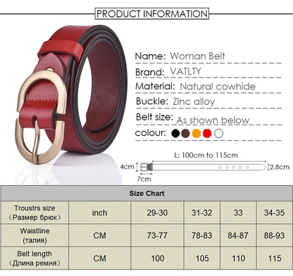 Official Authentic Woman Leather Belt Golden Alloy Buckle Natural Cowhide Ladies Jeans Belt Trousers Belt Female ZK105