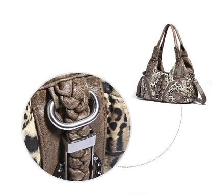 Women Handbags Leopard Bag Top-handle Handbag Fashion Satchel Dumpling Pack Shoulder Bag Tote Bag Hobos Large Purse