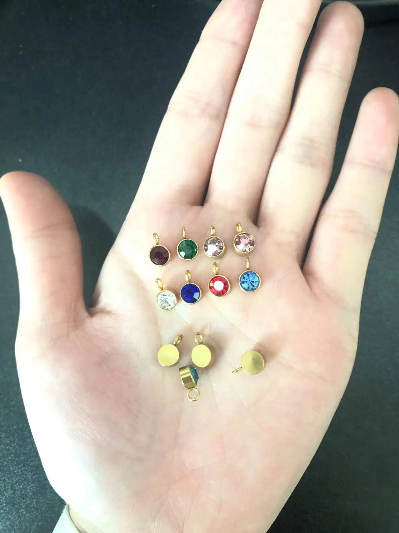 144Pcs/Lot Stainless Steel Birthstone Charms For Women Girl Pendant Earrings Bracelet Jewelry Gift Making DIY Accessories