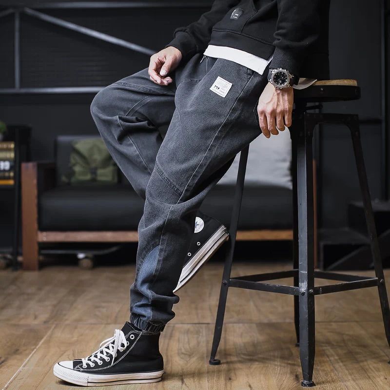 Calça Jeans Masculina Plus Size Solta Jogger Streetwear Harem Cargo Jeans Calças Jeans na Altura do Tornozelo