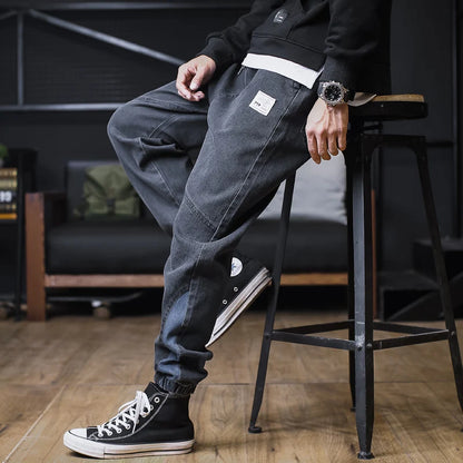 Calça Jeans Masculina Plus Size Solta Jogger Streetwear Harem Cargo Jeans Calças Jeans na Altura do Tornozelo